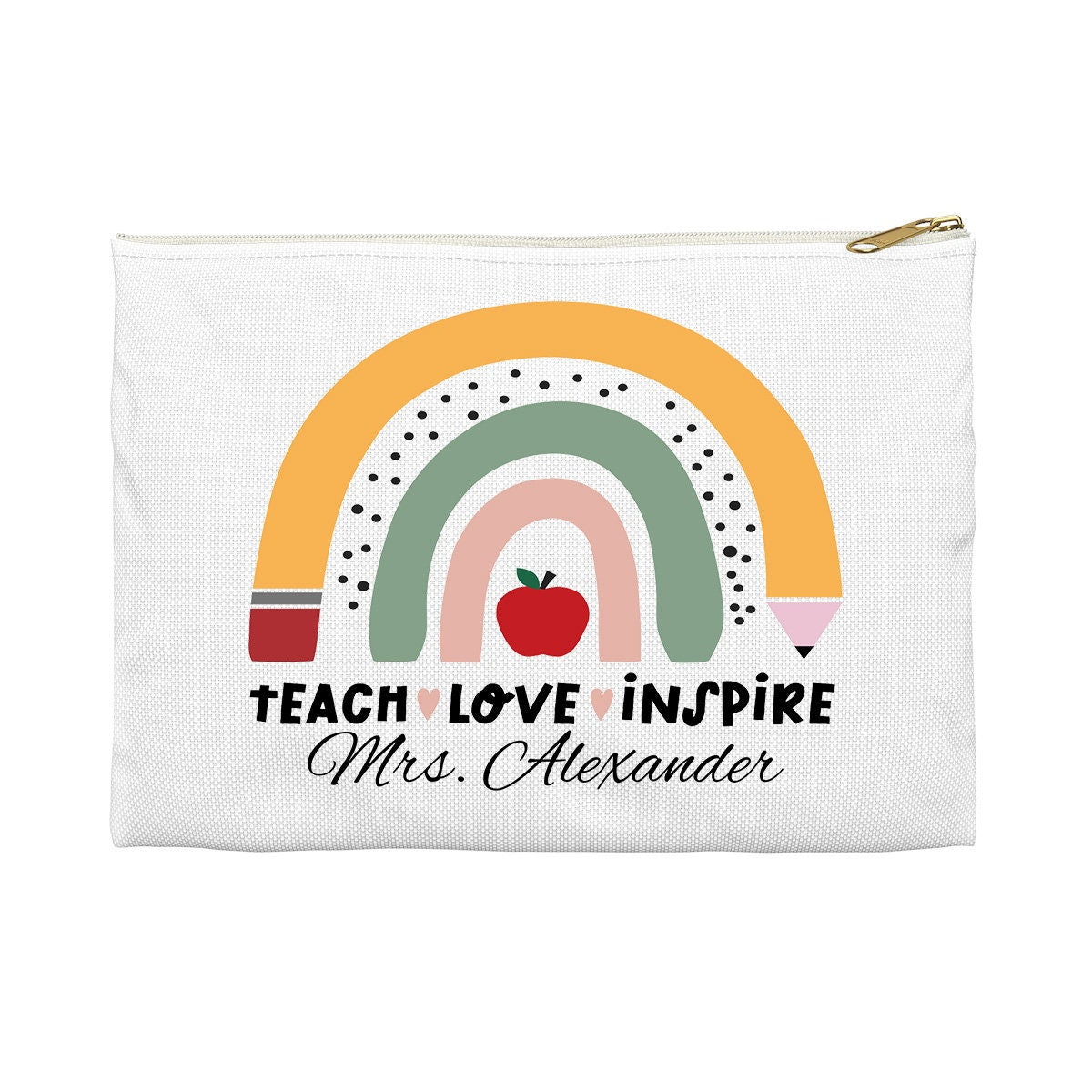 Teacher Love Inspire Print Women Neceser School Pencil Storage Bag