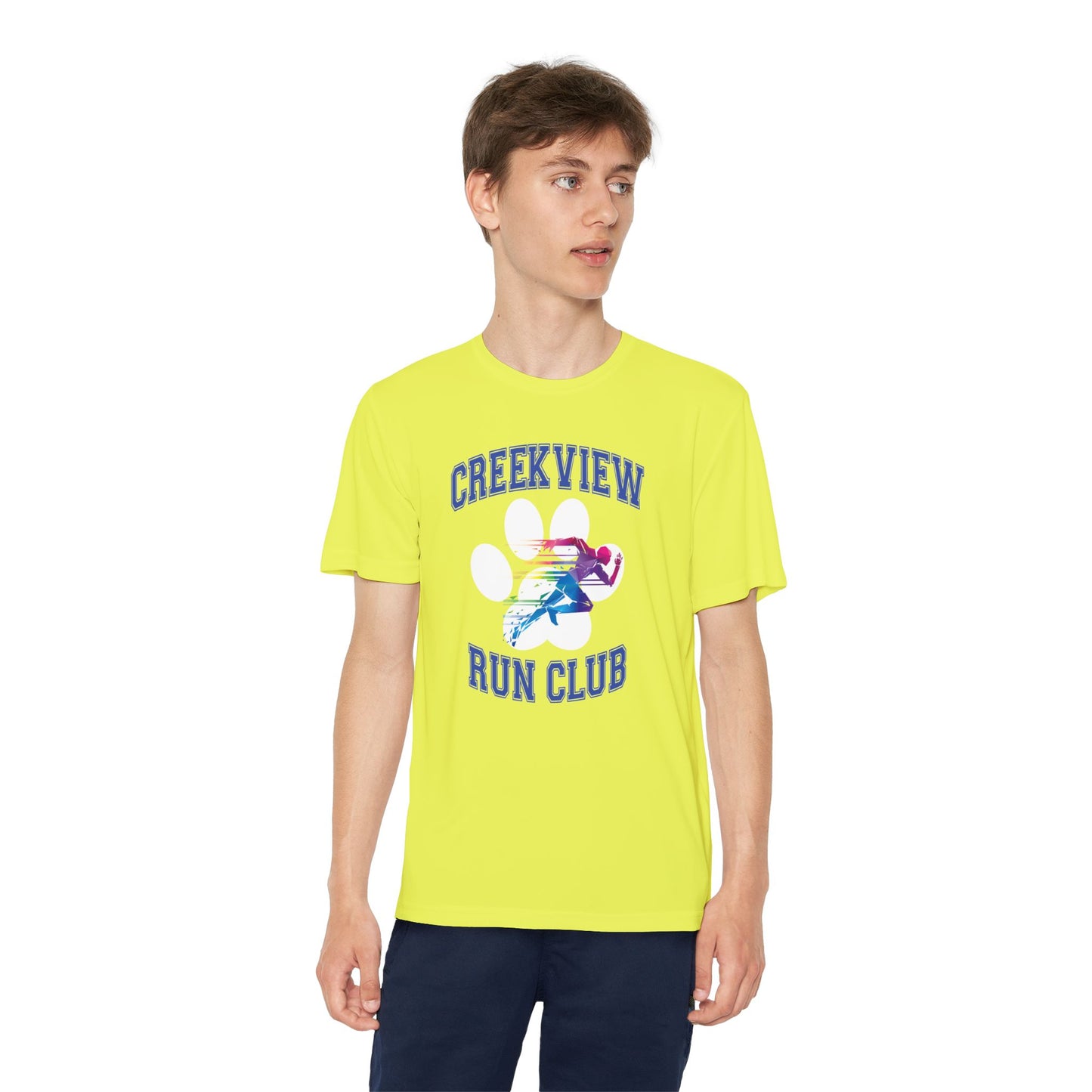 Neon Yellow Run Club Youth Athletic Tee