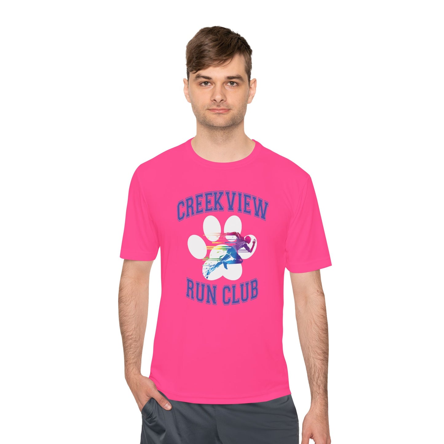 Neon Pink Run Club Adult Athletic Tee