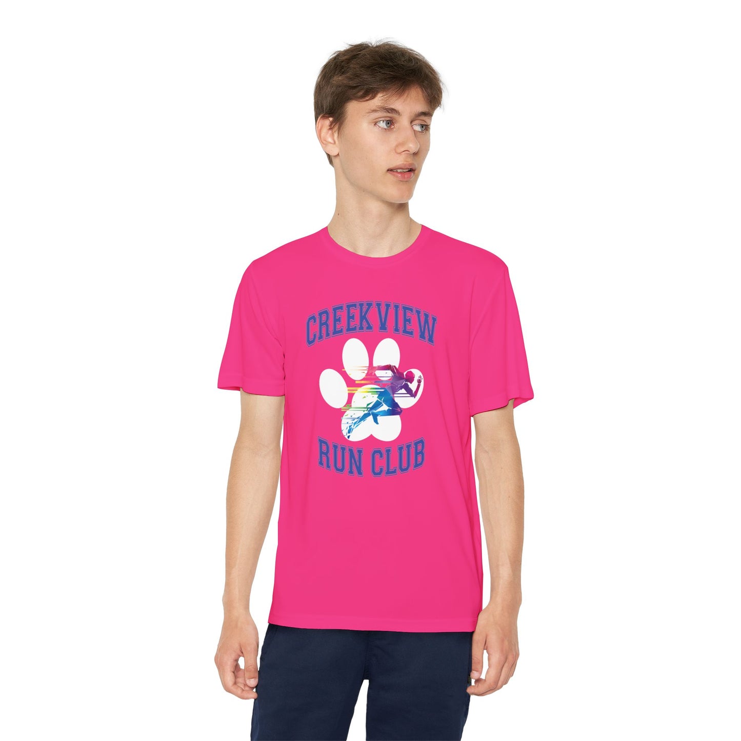 Neon Pink Run Club Youth Athletic Tee