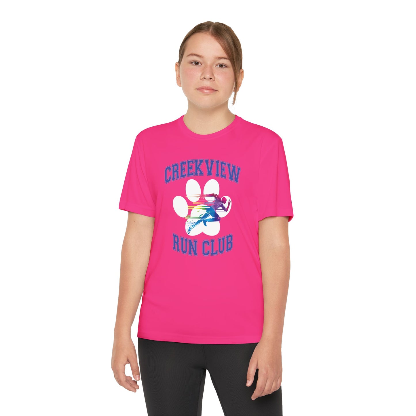 Neon Pink Run Club Youth Athletic Tee