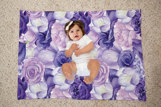 Baby Girl Floral Watercolor Baby Blanket