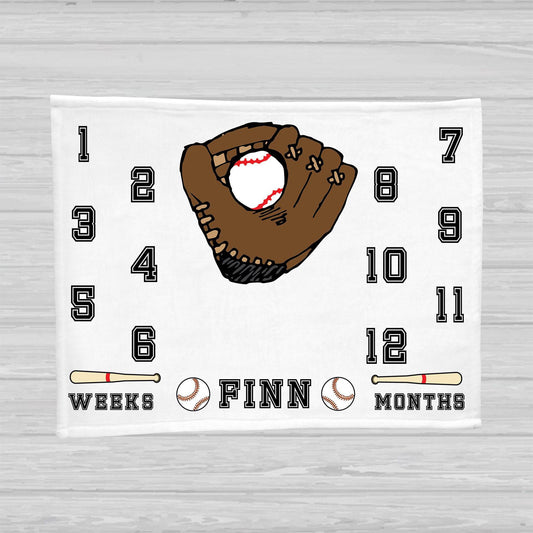 Baseball Baby Milestone Blanket - Baby Boy Gift