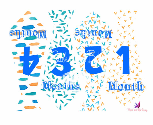 Blue and Orange Ties | Monthly Baby Stickers