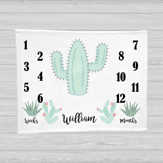 Cactus Monthly Baby Blanket - Baby Boy Gift