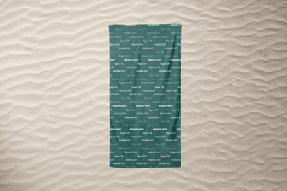 Forest Green Repeating Name Personalized Beach Towel