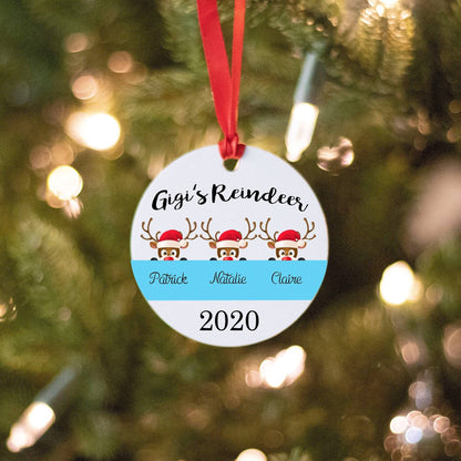 Grandma's Reindeer Round Ornament | Personalized