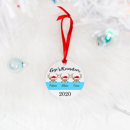 Grandma's Reindeer Round Ornament | Personalized