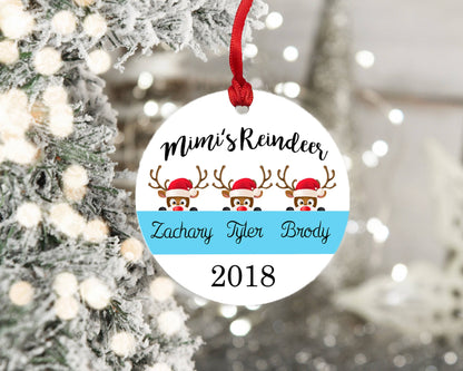 Grandma's Reindeer Round Ornament | Personalized