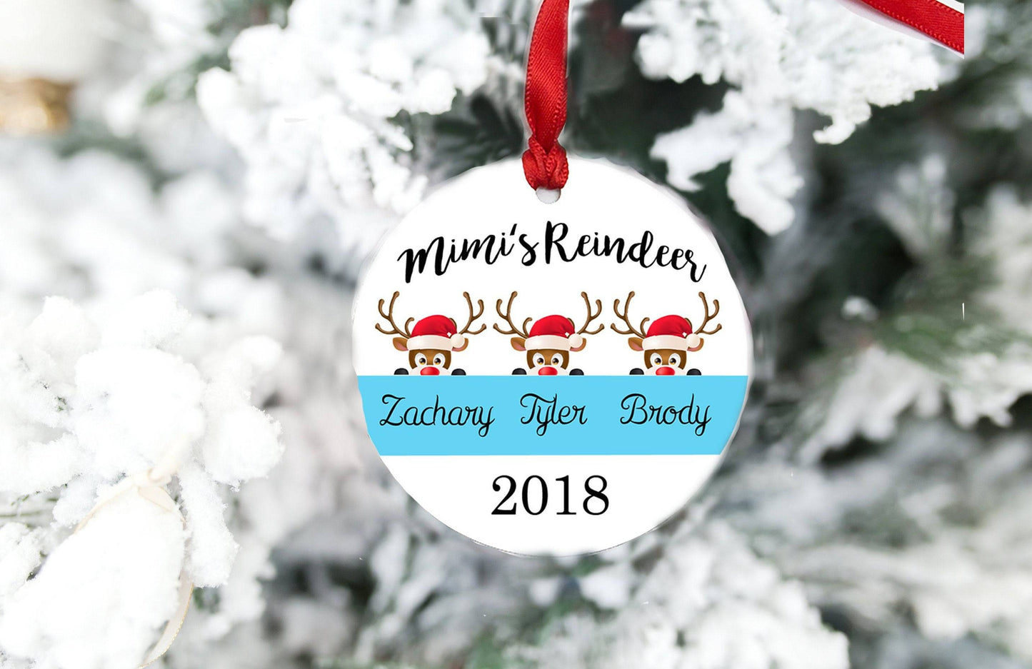 Grandma's Reindeer Round Ornament | Personalized