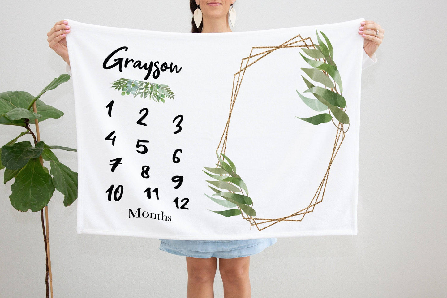 Greenery Baby Milestone Blanket