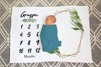 Greenery Baby Milestone Blanket