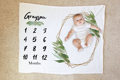 Greenery Baby Milestone Blanket