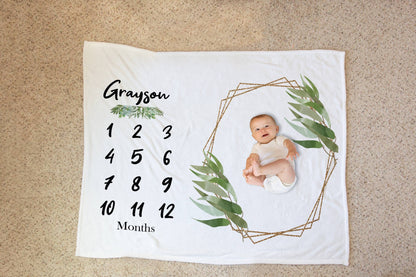 Greenery Baby Milestone Blanket