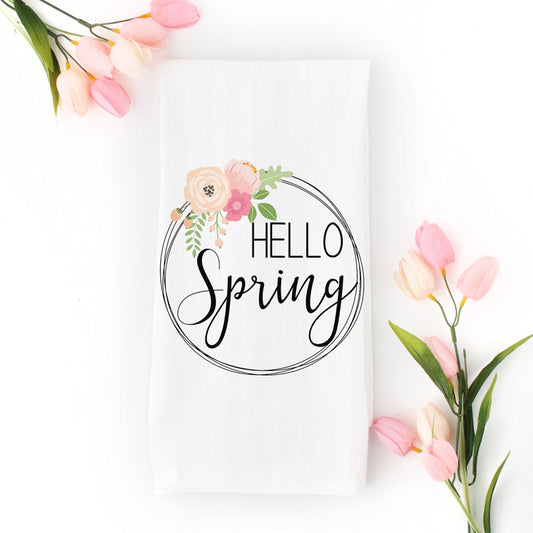 Hello Spring Tea Towel - Easter Decor