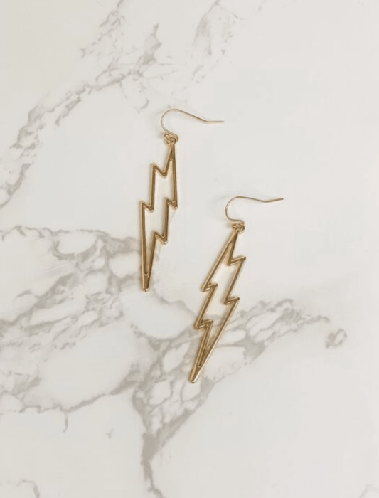 Lightning Bolts Gold Dangle Earrings