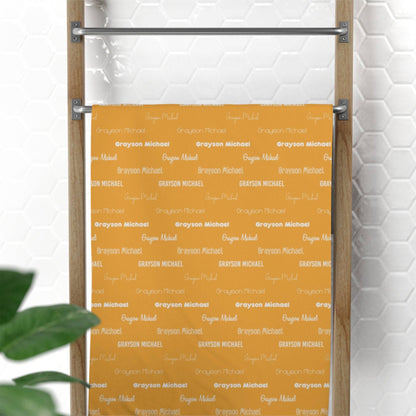 Orange Repeating Name Personalized Beach Towel