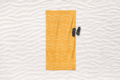 Orange Repeating Name Personalized Beach Towel