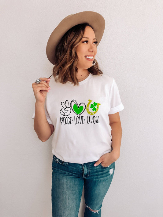 Peace Love Luck - Women's St. Patrick's Day Shirt