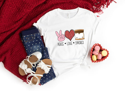 Peace Love S'mores Shirt - Kids Valentines Shirt