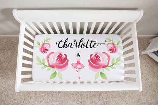 Personalized Ballerina Crib Sheet