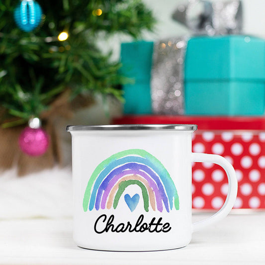 Personalized Blue Rainbow Mug