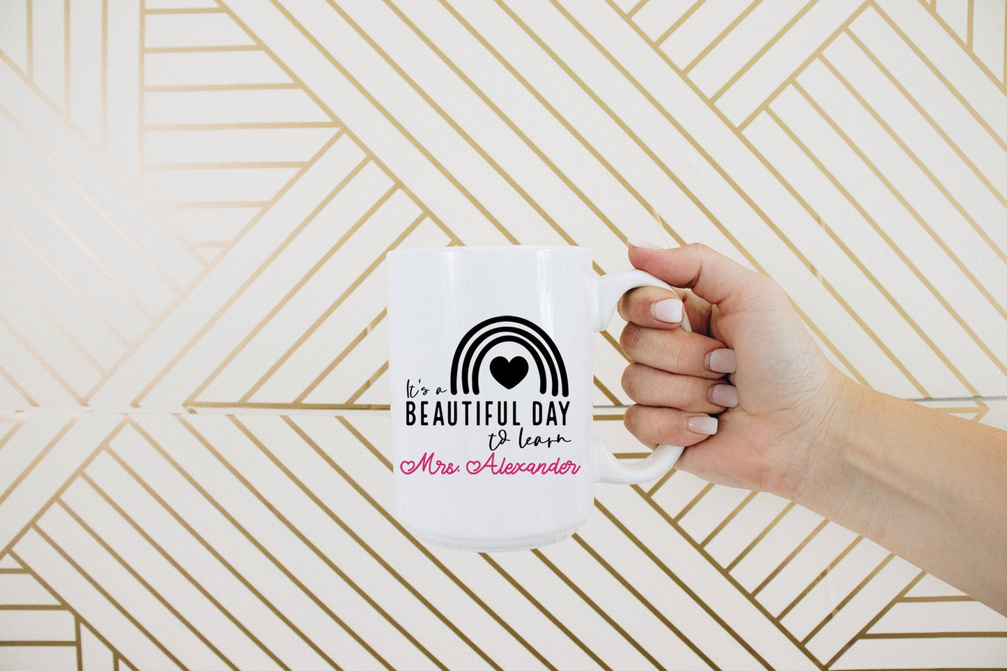 Personalized Coffee Mug for Teachers - It's A Beautiful Day to Learn