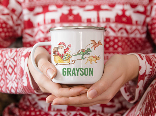 Personalized Dinosaur Christmas Mug