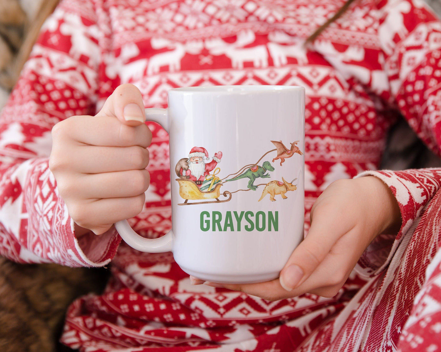 Personalized Dinosaur Christmas Mug