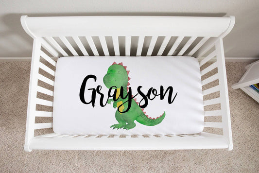 Personalized Dinosaur Crib Sheet