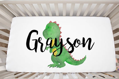 Personalized Dinosaur Crib Sheet