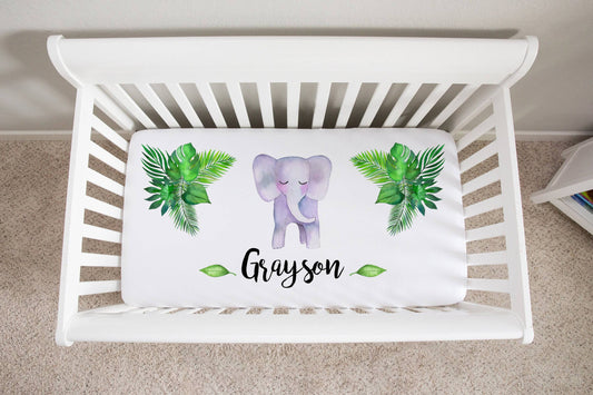 Personalized Elephant Crib Sheet