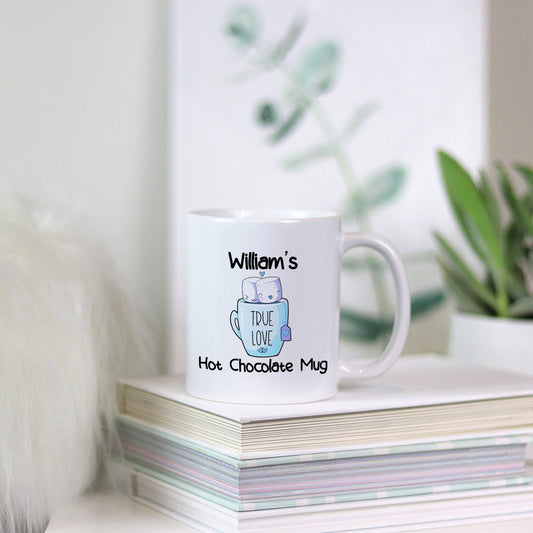 Personalized Hot Cocoa True Love Mug | Blue Design