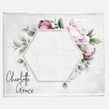 Personalized Modern Floral Baby Blanket