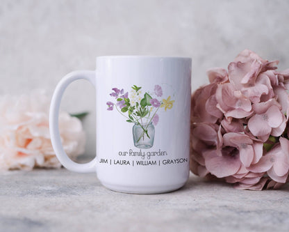 Personalized Mother's Day Gift | Birth flower Mug | Family Garden Mug