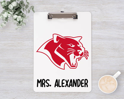 Personalized School Mascot Clipboard - Cougars