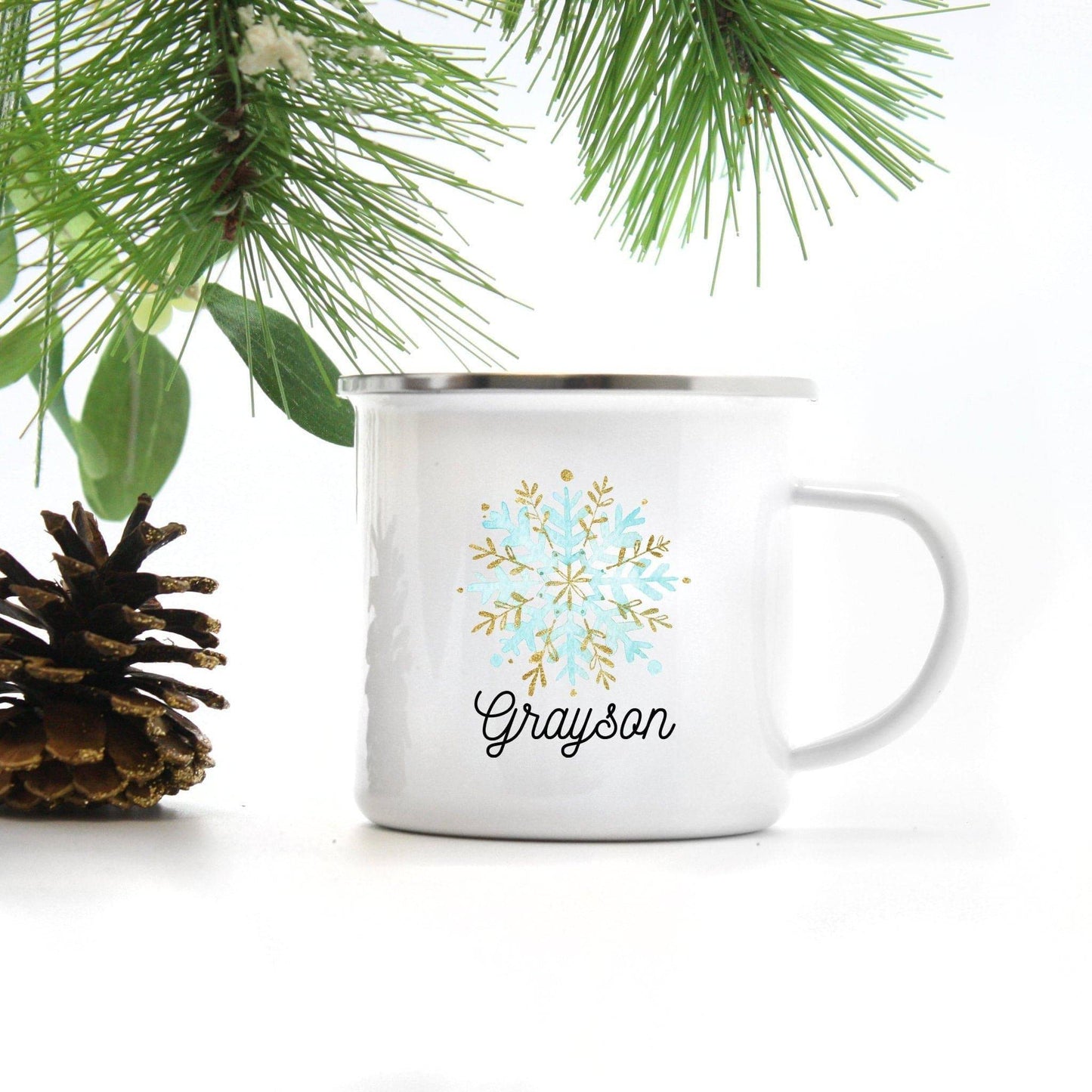 Personalized Snowflake Mug | Blue Design