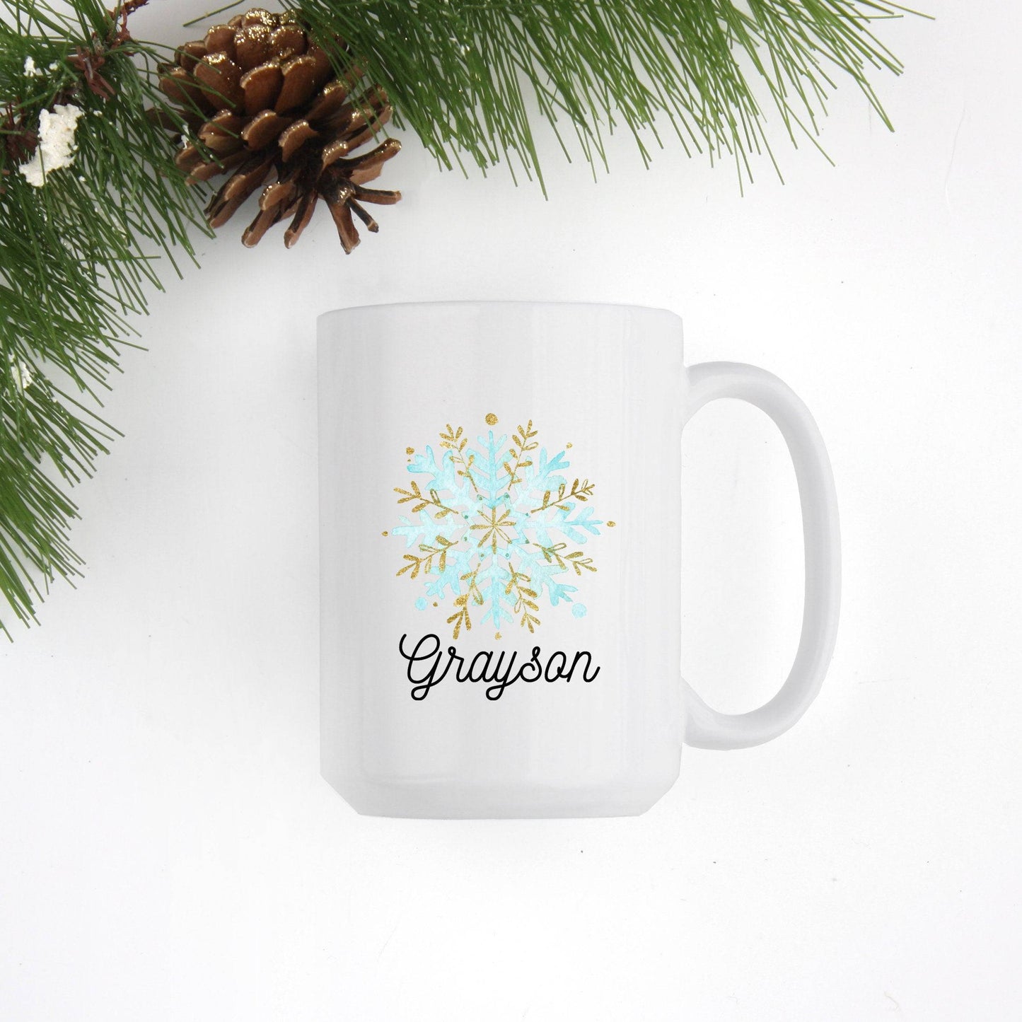 Personalized Snowflake Mug | Blue Design