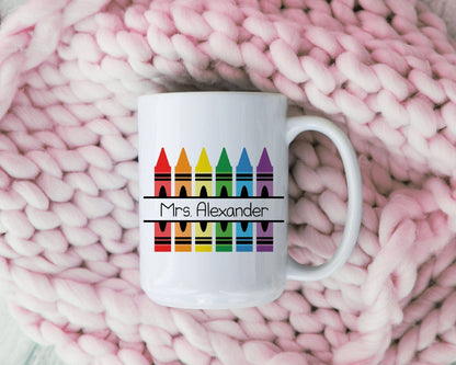 Personalized Teacher Mug - Crayon Box