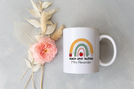 Personalized Teacher Mug - Peace Love Inspire