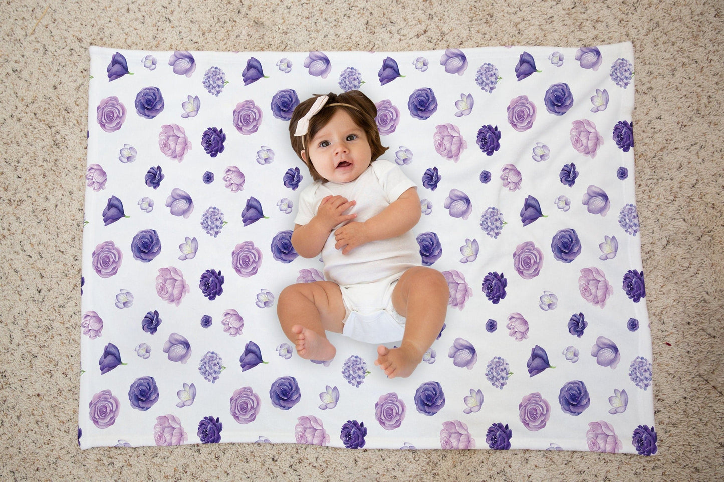 Purple Floral Baby Blanket