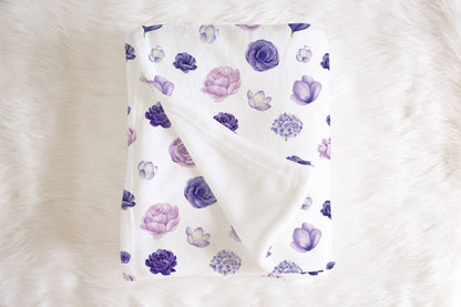 Purple Floral Baby Blanket