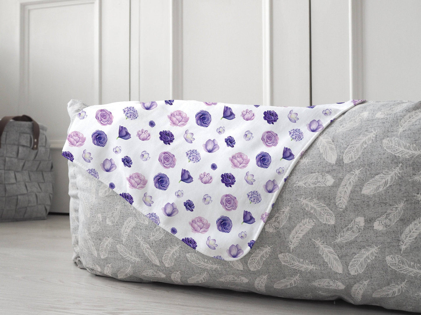 Purple Floral Baby Blanket