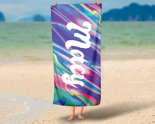 Retro Holographic Personalized Beach Towel