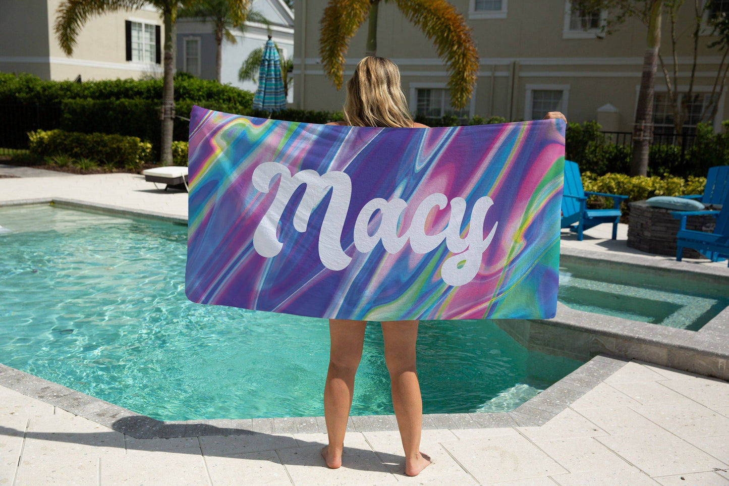 Retro Holographic Personalized Beach Towel