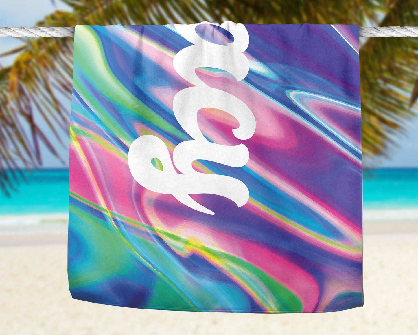 Retro Holographic Personalized Beach Towel