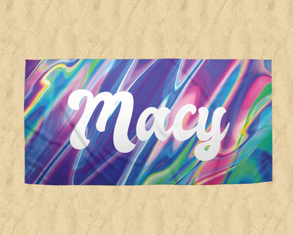 Retro Holographic Personalized Beach Towel