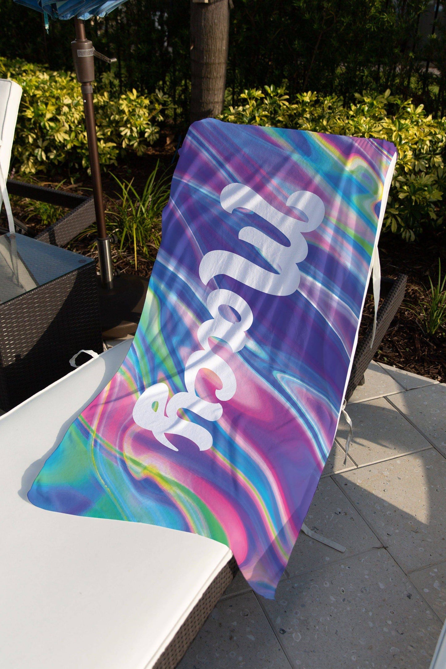 Retro Holographic Personalized Beach Towel