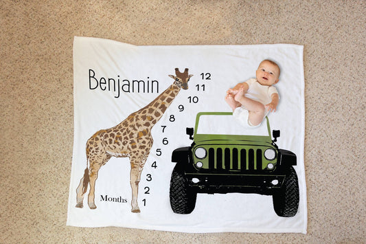 Safari Baby Milestone Blanket