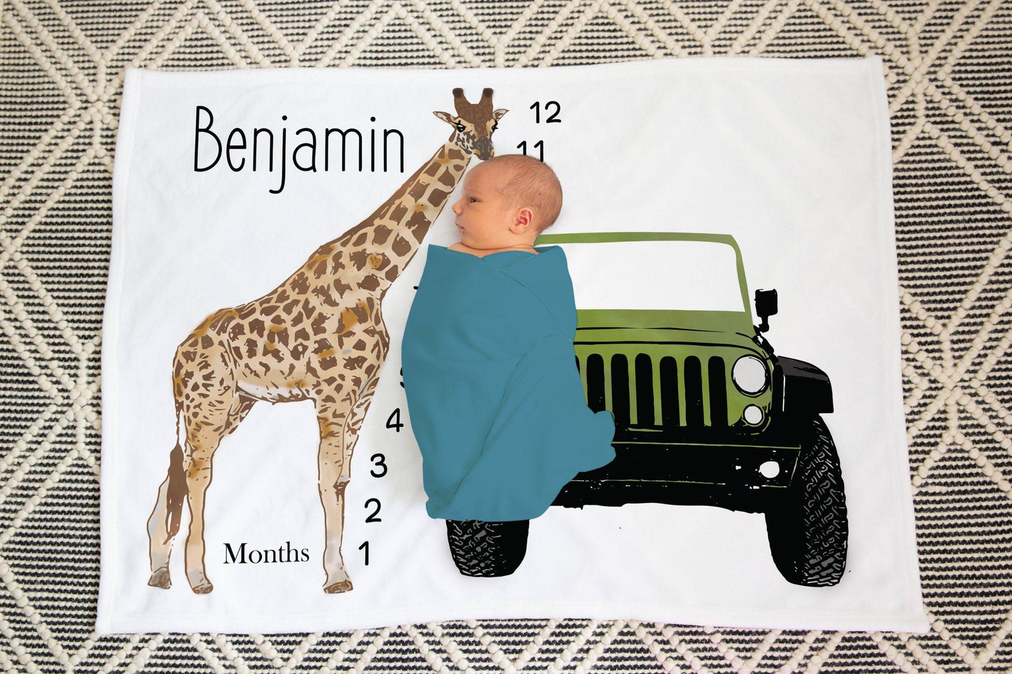 Safari Baby Milestone Blanket